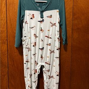 Migrating Mallards Romper w Contrasting Sleeves